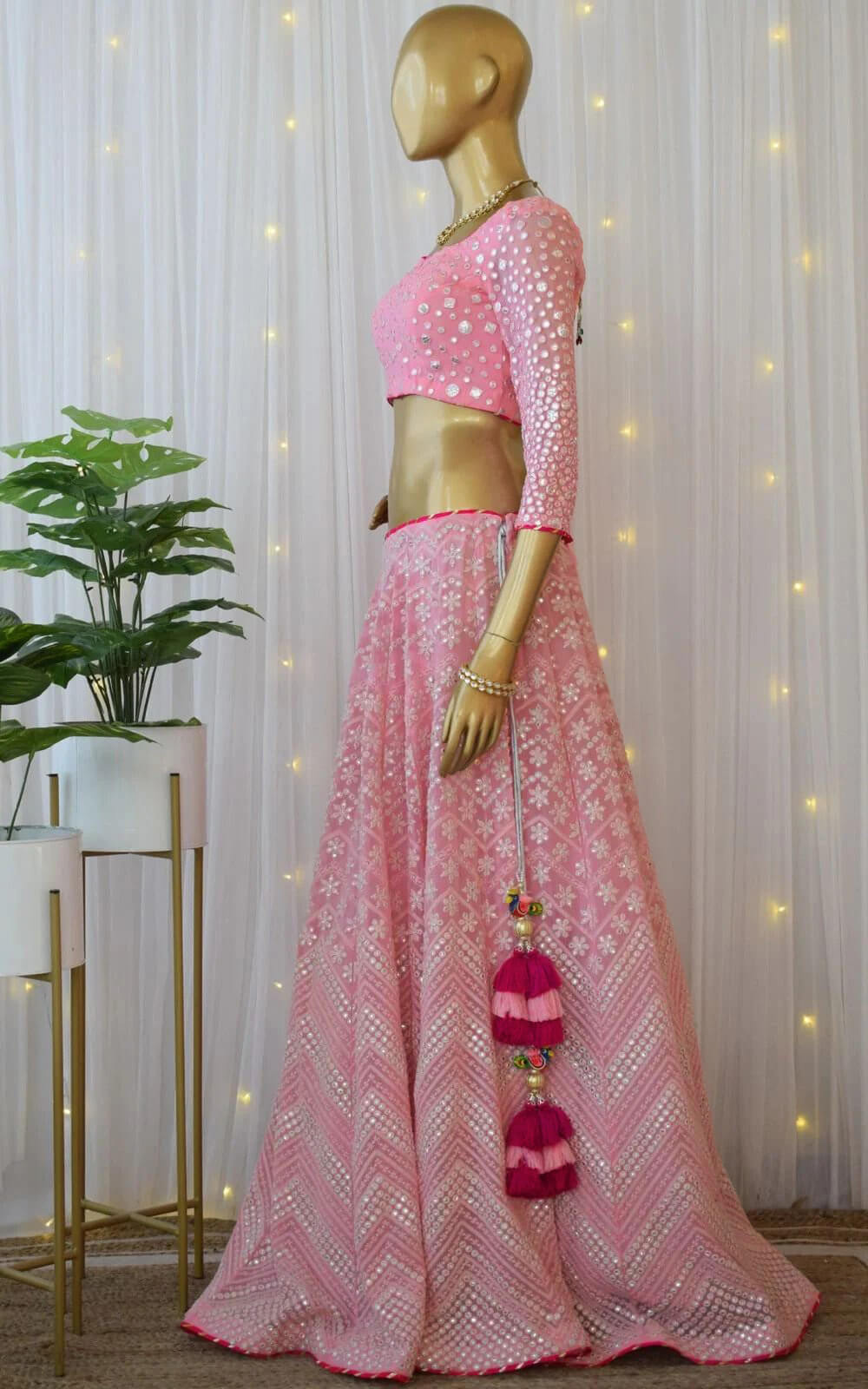 Pink Lehenga Choli in Georgette With Sequence and Mirror Work Clothsvilla