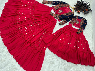 Pink Mom-Daughter Combo Lehenga Choli with Jacket ClothsVilla