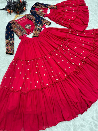 Pink Mom-Daughter Combo Lehenga Choli with Jacket ClothsVilla