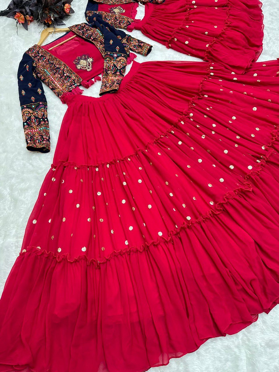 Pink Mom-Daughter Combo Lehenga Choli with Jacket ClothsVilla