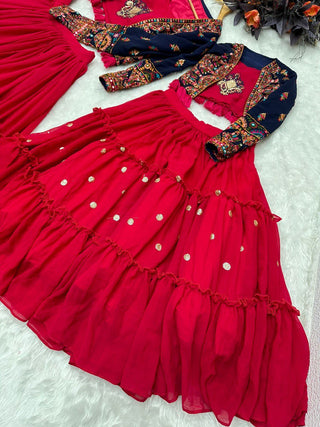 Pink Mom-Daughter Combo Lehenga Choli with Jacket ClothsVilla
