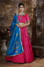 Pink Moti Stone Foil Print Silk Lehenga Choli ClothsVilla
