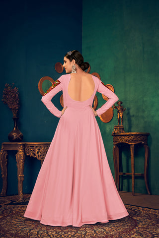 Pink Multi Resham Work Georgette Salwar Semi Stitched ClothsVilla