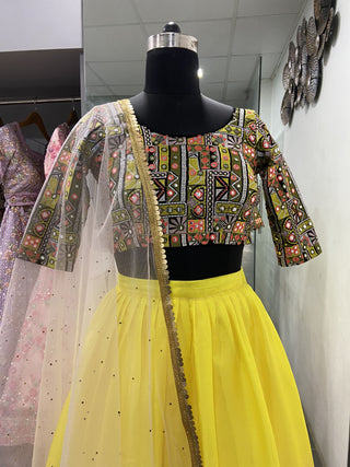 Pink N Yellow Lehenga With Heavy Work Blouse Clothsvilla