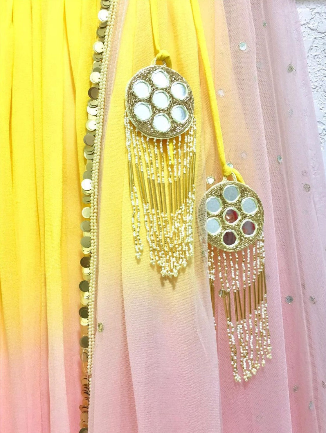 Pink N Yellow Lehenga With Heavy Work Blouse Clothsvilla