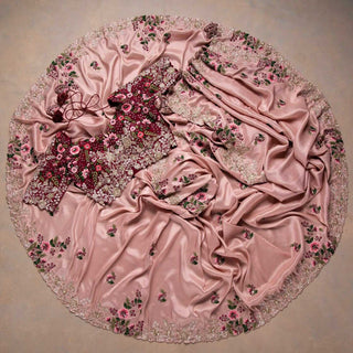 Pink Saree In Organza Silk With Resham And Zari Work Clothsvilla