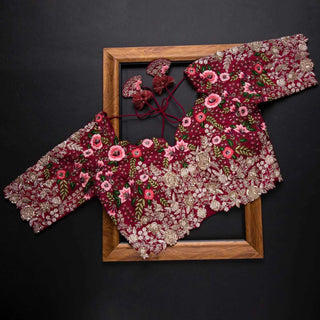 Pink Saree In Organza Silk With Resham And Zari Work Clothsvilla