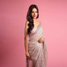 Load image into Gallery viewer, Pink Saree in Georgette With Sequence and Zari Work Clothsvilla