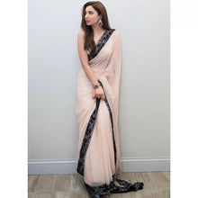 Load image into Gallery viewer, Pink Saree in Georgette with Sequence Work Lace with Blouse ClothsVilla