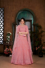 Load image into Gallery viewer, Pink Thread Embroidered Georgette Wedding Wear Lehenga Choli ClothsVilla