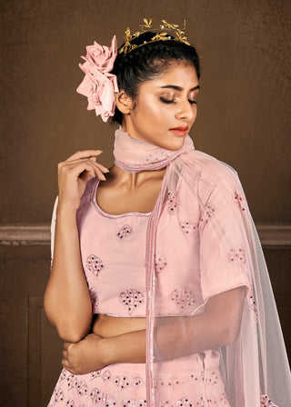 Pink Thread Sequins Georgette Party Wear Lehenga Choli ClothsVilla