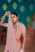 Load image into Gallery viewer, Pink Thread With Sequins Embroidered Cotton Semi Stitched Lehenga ClothsVilla