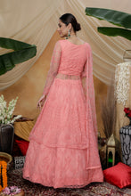 Load image into Gallery viewer, Pink Thread Work Net Party Wear Lehenga Suit ClothsVilla