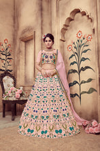 Load image into Gallery viewer, Pink Zari &amp; Sequence Embroidery With Foil Work Silk Lehenga ClothsVilla