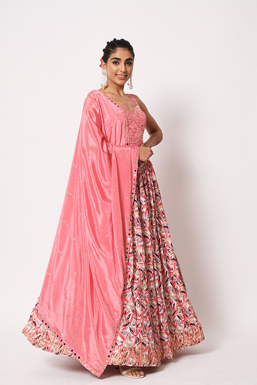 Pink Art Silk Sequence Embroidered Work Lehenga Choli ClothsVilla.com