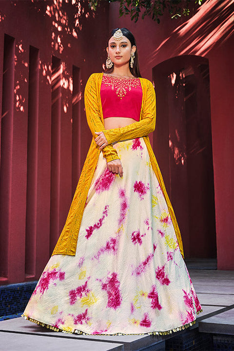 Pink Cotton Shibburi Print Work Lehenga Choli ClothsVilla.com Main image