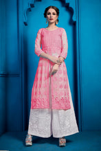 Load image into Gallery viewer, Pink Pakistani Georgette Plazo Suit For Indian Festival &amp; Weddings - Thread Embroidery Work, Clothsvilla