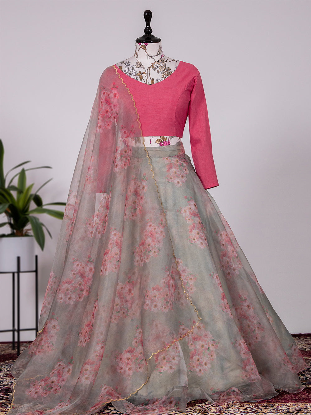 Pista Color Digital Floral Print Organza Lehenga Choli Clothsvilla Main image