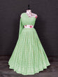 Load image into Gallery viewer, Pista Color Lucknowi Thread Work Georgette Party Wear Lehenga Choli Set Clothsvilla
