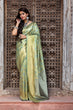 Load image into Gallery viewer, Pista Green Golden Weaving Banarasi Silk Wedding Wear Saree ClothsVilla
