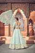 Load image into Gallery viewer, Pista Green Lehenga With Georgette Fabric And Thread With Sequince Embroidered Work And Heavy Can-Can Lehenga For Wedding And Party Wear ClothsVilla