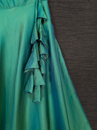 Green Color Taffeta Satin Silk Lehenga Choli With Net Dupatta Clothsvilla