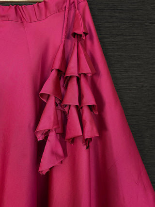 Pink Color Plain Taffeta Satin Silk Lehenga Choli Set Clothsvilla
