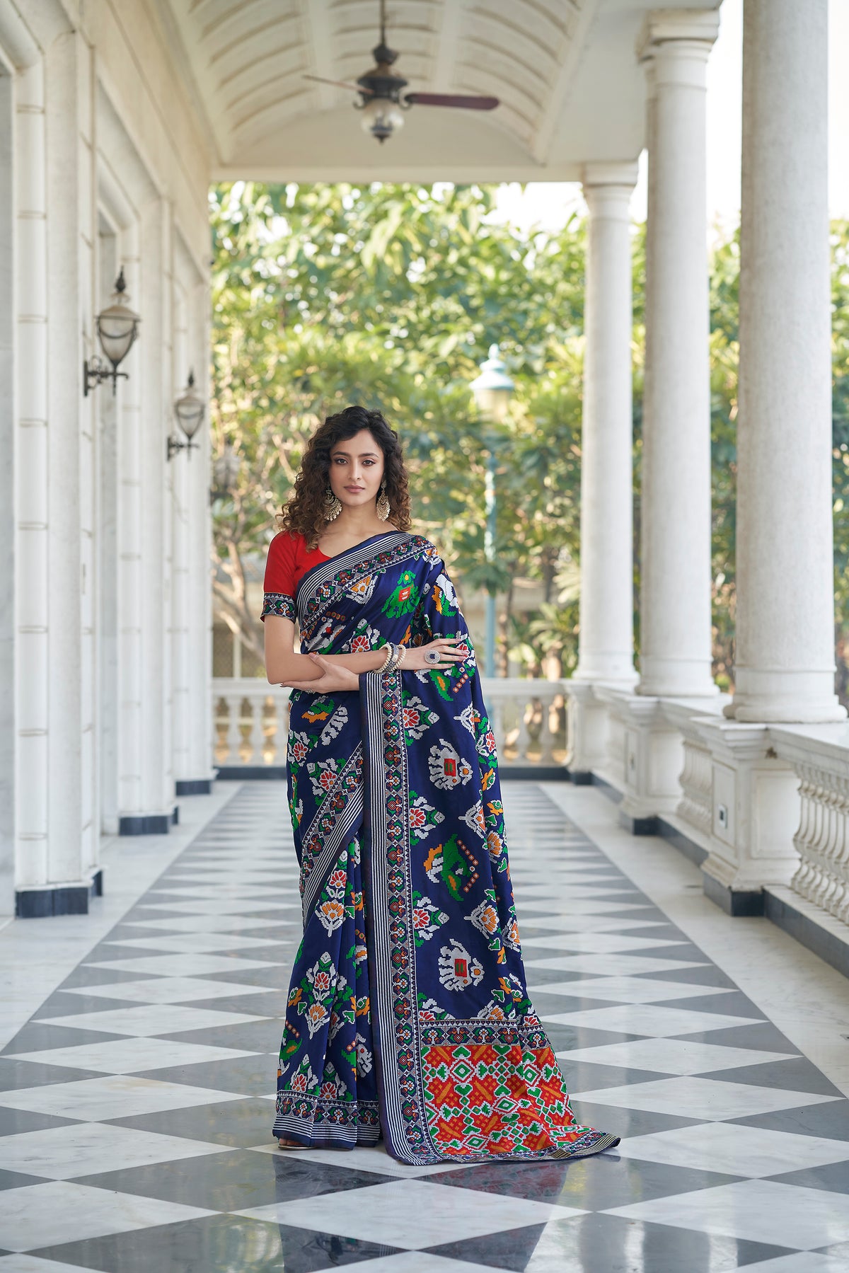 Pleasing Navy Blue Weaving Patola Silk Wedding Wear Saree ClothsVilla Main image
