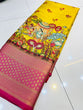 Load image into Gallery viewer, Comely Yellow Kalamkari Printed Saree With Ideal Blouse Piece Policona-Kanjivaram Silk