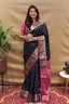 Seraglio Black Soft Banarasi Silk Saree With Divine Blouse Piece Policona-Banarasi Silk