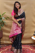 Load image into Gallery viewer, Seraglio Black Soft Banarasi Silk Saree With Divine Blouse Piece Policona-Banarasi Silk