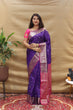 Load image into Gallery viewer, Glorious Purple Soft Banarasi Silk Saree With Elegant Blouse Piece Policona-Banarasi Silk