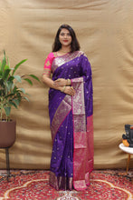 Load image into Gallery viewer, Glorious Purple Soft Banarasi Silk Saree With Elegant Blouse Piece Policona-Banarasi Silk