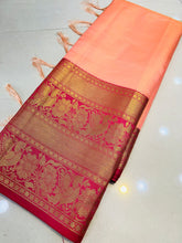 Load image into Gallery viewer, Groovy Pink Kanjivaram Silk Saree With Splendorous Blouse Piece Policona-Kanjivaram Silk