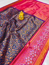 Load image into Gallery viewer, Lovely Navy Blue Kanjivaram Silk Saree With Fragrant Blouse Piece Policona-Kanjivaram Silk