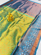 Load image into Gallery viewer, Lovely Perrot Kanjivaram Silk Saree With Sumptuous Blouse Piece Policona-Kanjivaram Silk