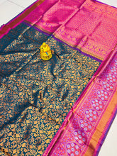 Load image into Gallery viewer, Jazzy Navy Blue Kanjivaram Silk Saree With Dissemble Blouse Piece Policona-Kanjivaram Silk