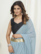 Load image into Gallery viewer, Powder Blue Ready to Wear One Minute Saree In Satin Silk ClothsVilla