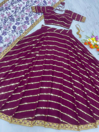 Precious Embroidery Sequence Work Wine Color Lehenga Choli Clothsvilla