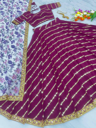 Precious Embroidery Sequence Work Wine Color Lehenga Choli Clothsvilla