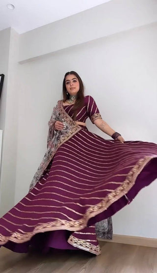 Precious Embroidery Sequence Work Wine Color Lehenga Choli Clothsvilla