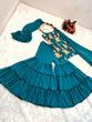 Load image into Gallery viewer, Precious Teal Blue Color Embroidery Work Sharara Suit Clothsvilla