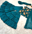 Load image into Gallery viewer, Precious Teal Blue Color Embroidery Work Sharara Suit Clothsvilla
