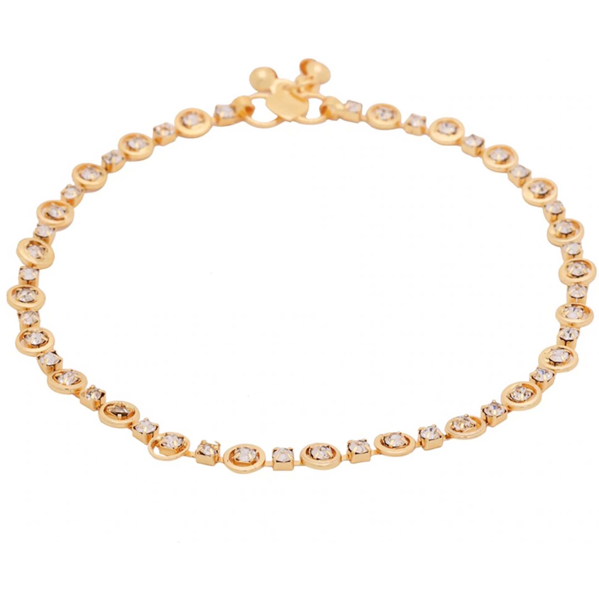 Preet Gold Anklets for Girls & Women. Brass Anklet (Pack of 2) ClothsVilla Main image