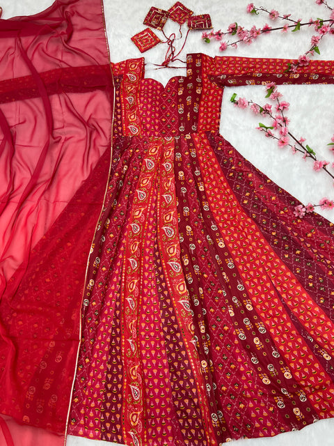 Printed Maslin Anarkali With Georgette Dupatta Clothsvilla Main image