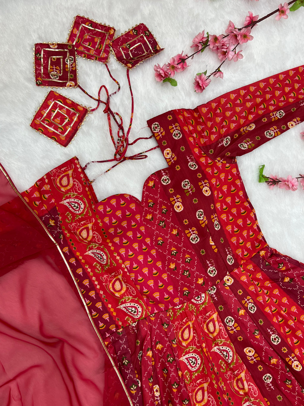 Printed Maslin Anarkali With Georgette Dupatta Clothsvilla