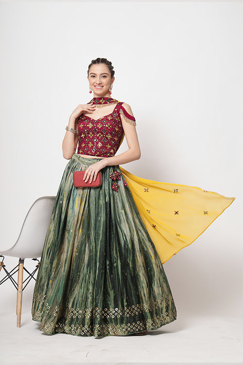 Printed Style Contrast Color Wholesale Rate Lehenga Choli Collection ClothsVilla.com Main image