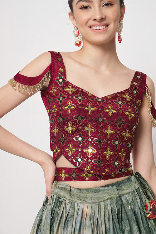 Printed Style Contrast Color Wholesale Rate Lehenga Choli Collection ClothsVilla.com