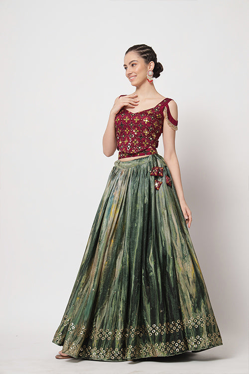 Printed Style Contrast Color Wholesale Rate Lehenga Choli Collection ClothsVilla.com