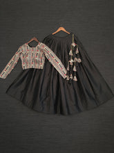 Load image into Gallery viewer, Black Color Pure Cotton Chaniya Choli Blouse Design Clothsvilla
